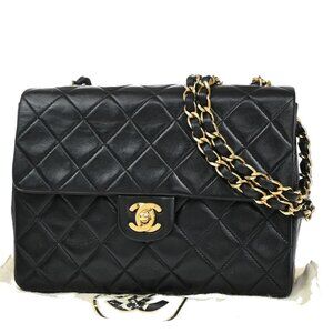 CHANEL CC Logo Mini Matelasse Chain Shoulder Bag Leather Black GHW 809RF425